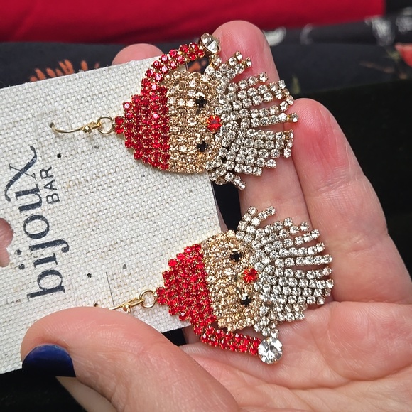 Santa 🎅 Dangle Crystal Dangle Earrings,  NWT - Picture 2 of 6
